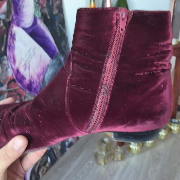 Saint Laurent Devon Zip boot in Burgundy Velvet size 42 - Picture 5 of 8